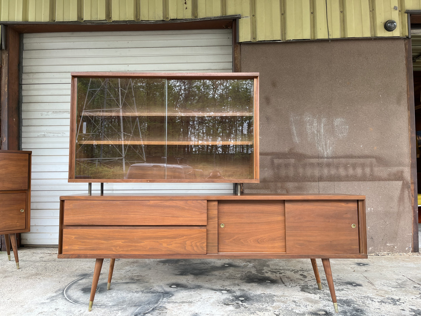 Vintage Custom Made 2-piece Credenza and Hutch