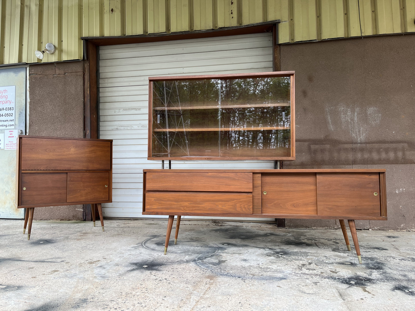 Vintage Custom Made 2-piece Credenza and Hutch