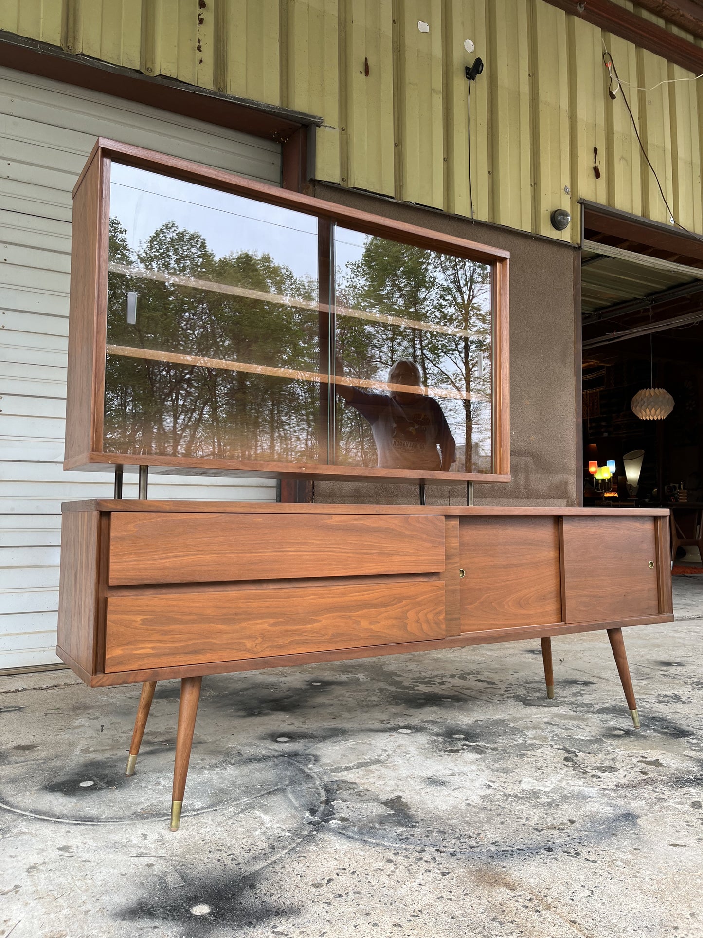 Vintage Custom Made 2-piece Credenza and Hutch