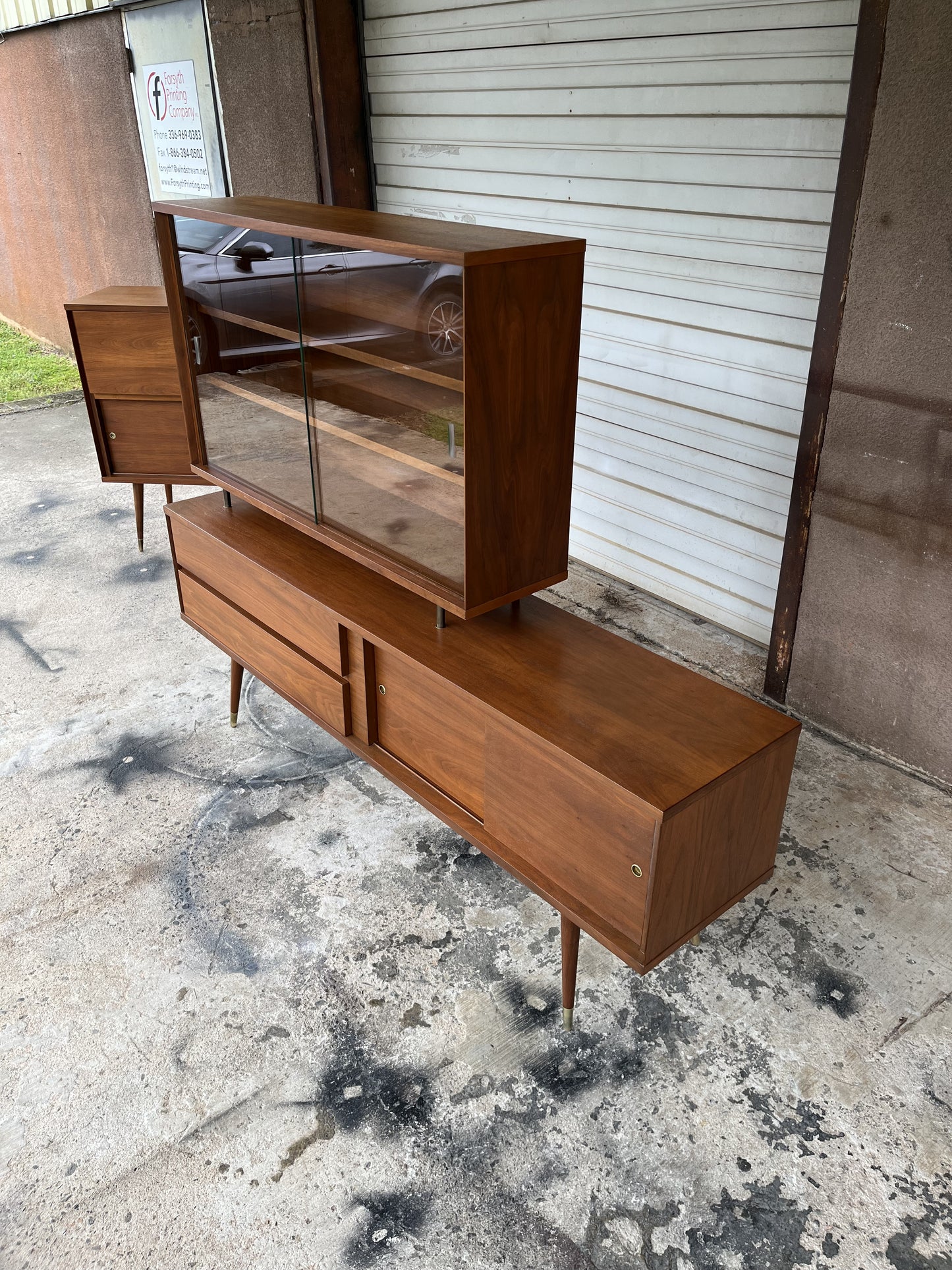 Vintage Custom Made 2-piece Credenza and Hutch
