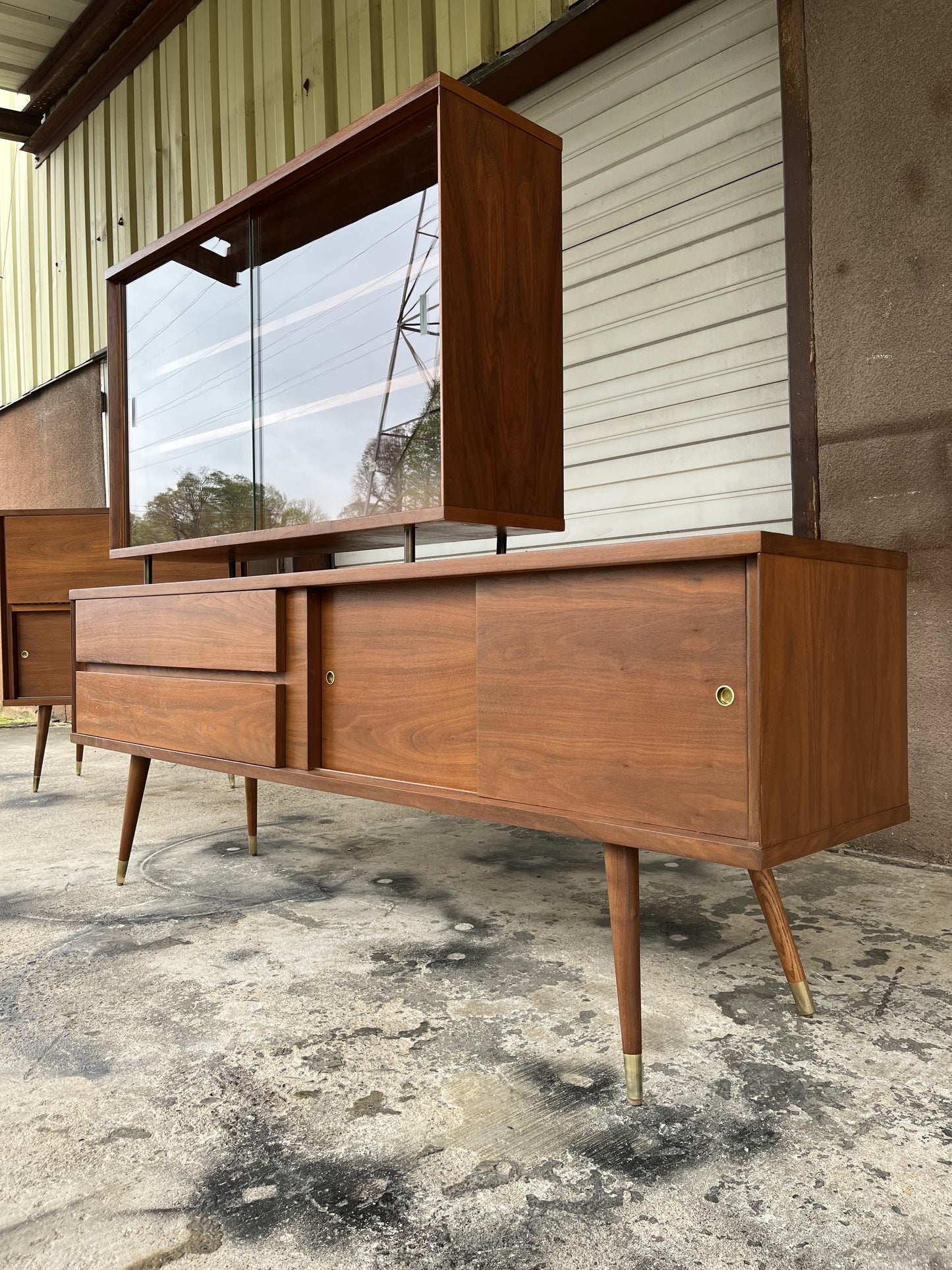 Vintage Custom Made 2-piece Credenza and Hutch