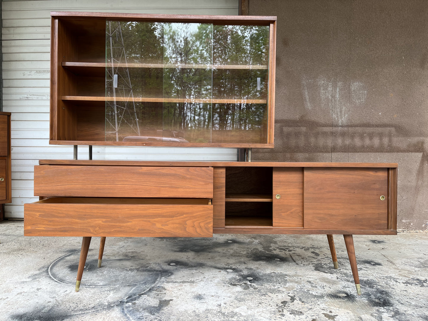 Vintage Custom Made 2-piece Credenza and Hutch