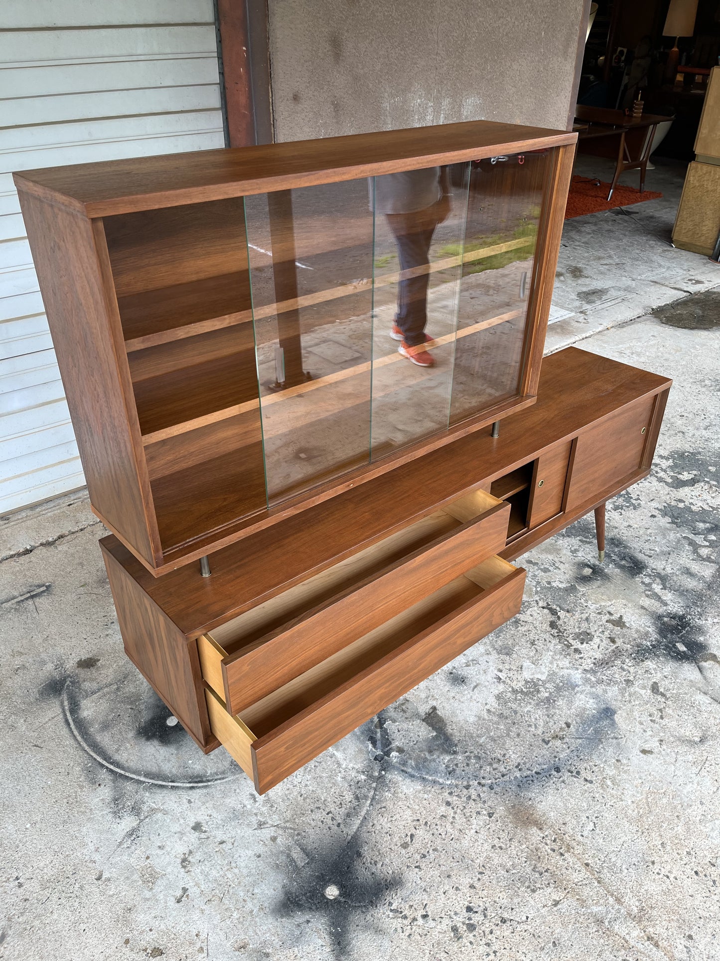 Vintage Custom Made 2-piece Credenza and Hutch