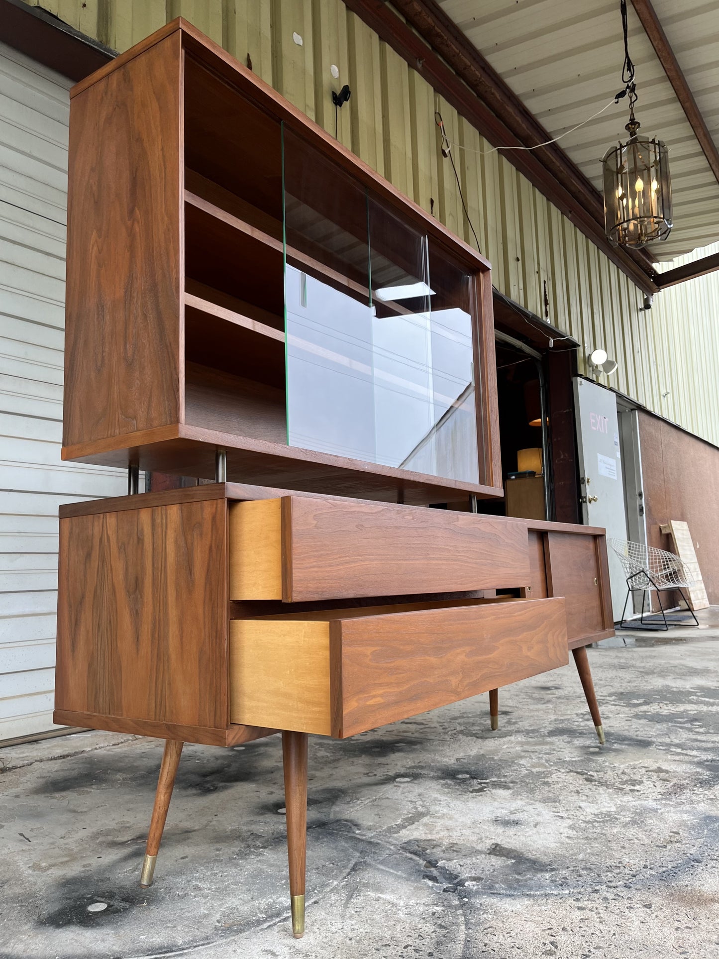 Vintage Custom Made 2-piece Credenza and Hutch