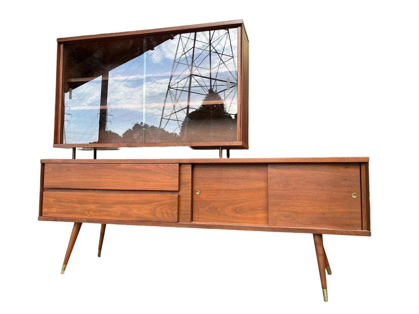 Vintage Custom Made 2-piece Credenza and Hutch