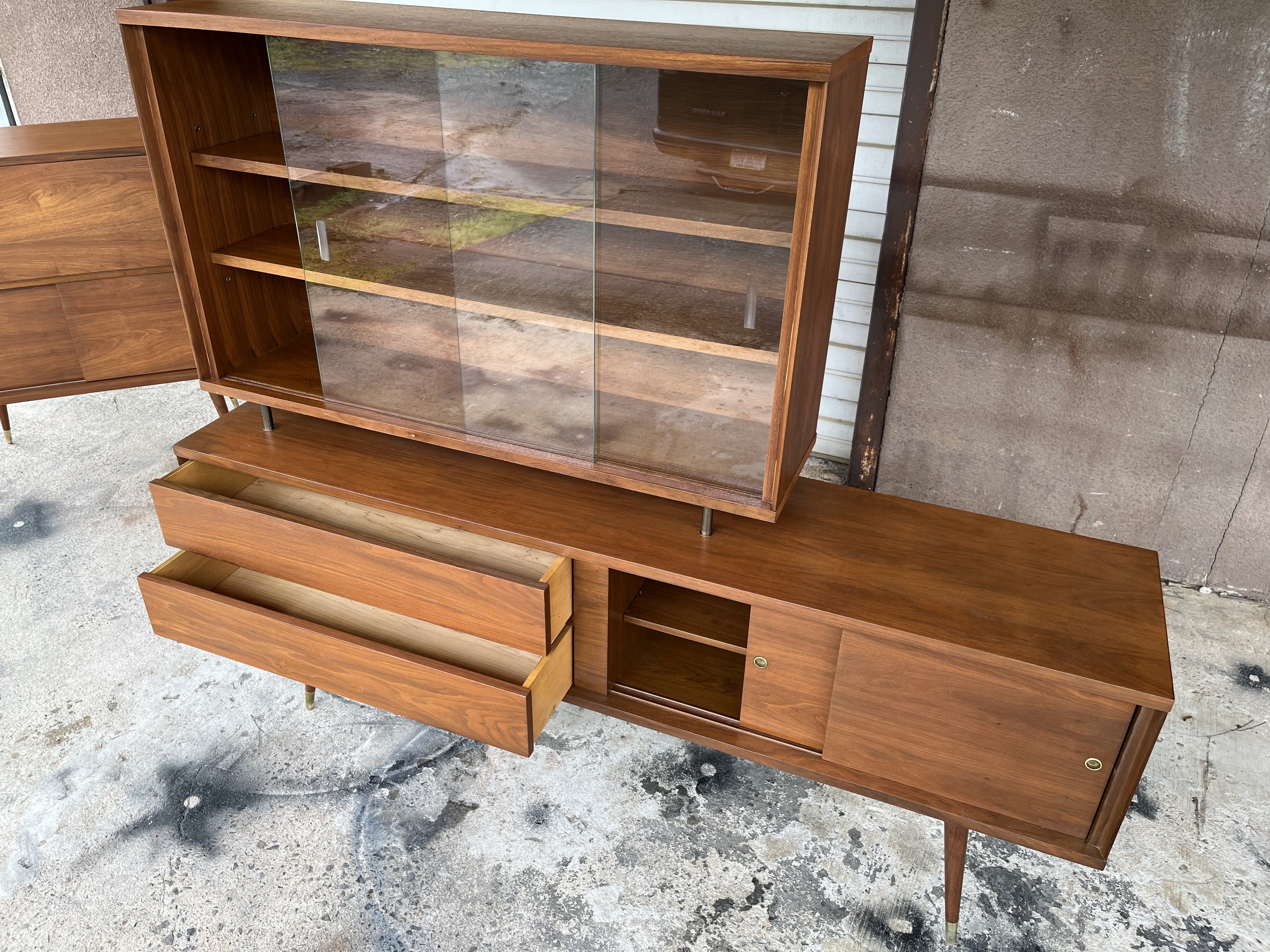 Vintage Custom Made 2-piece Credenza and Hutch