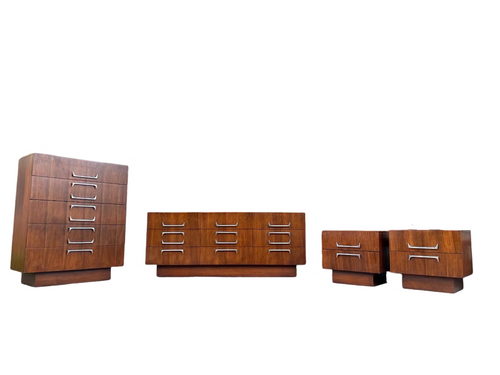 Adrian Pearsall for Craft Associates Walnut and Chrome Bedroom Suite